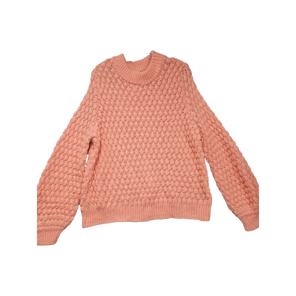 HM Peach Coral Popcorn Knit Wool Alpaca Blend Sweater XL P/N 0536396 6